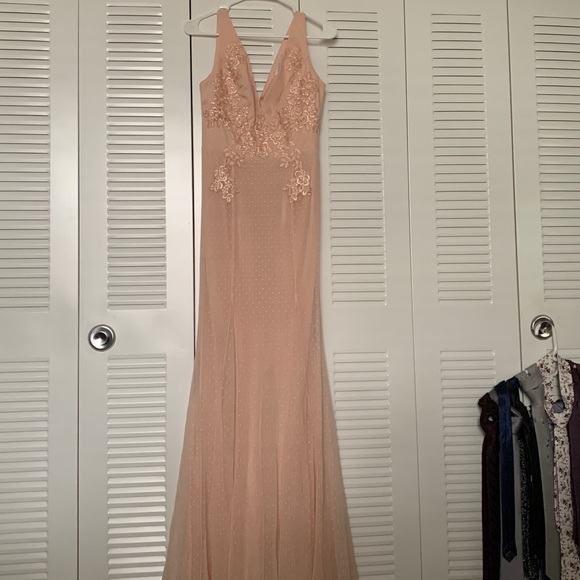 Lulus Ballroom Blush Lace Swiss Dot Maxi Dress - Picture 8 of 14